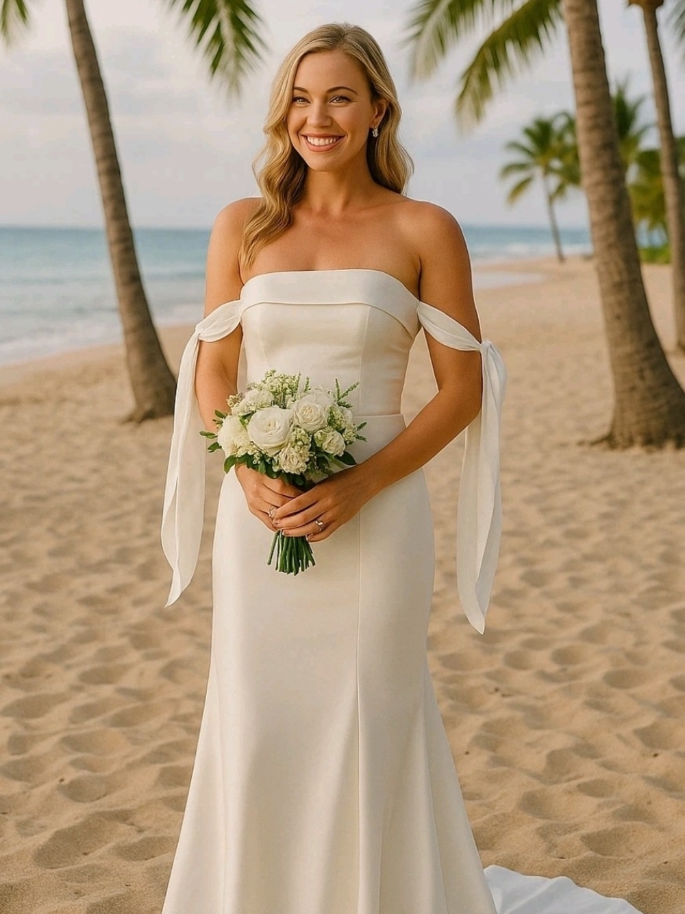 Lulu's Eternally Loved Ivory Wedding Gown with Tie Sleeves Size Xl Nwt
